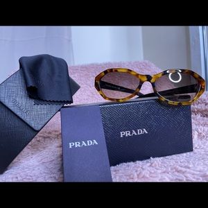 PRADA Oval Sunglasses Brown Tortoise